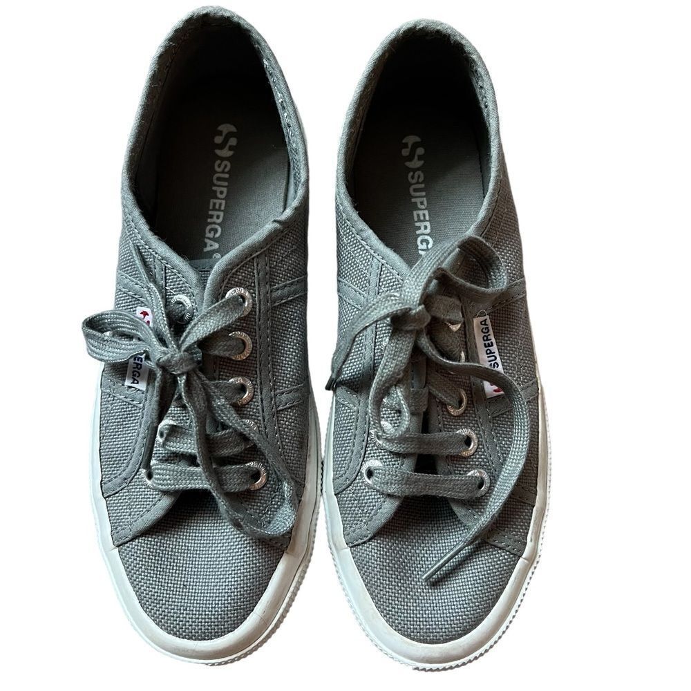 Superga Cotu Classic Sneakers size 36/6M Gray Canvas Trainers Lace Up Shoes